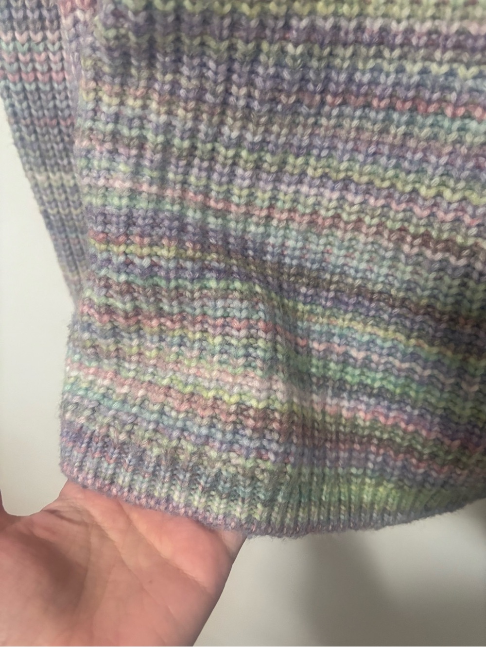 LOFT Pastel Multi-Color rainbow Ribbed Crewneck Sweater - Picture 3 of 5